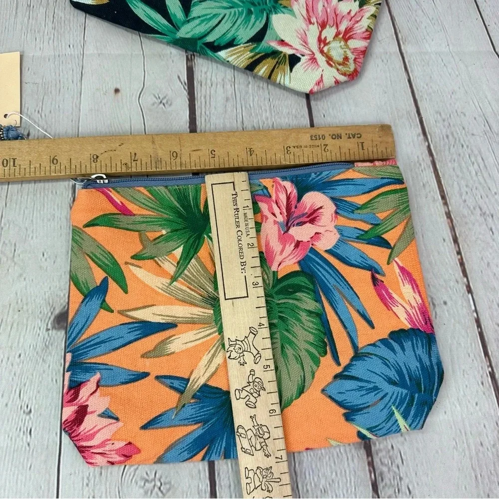 L.I.B new york Boutique NWT makeup pouch travel bag tropical floral tassel